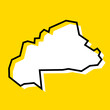 Burkina Faso country simplified map. White silhouette with thick black contour on yellow background. Simple vector icon