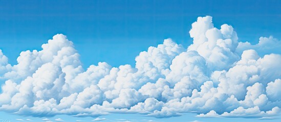 Wall Mural - a breathtaking natural landscape with white cumulus clouds in a brilliant blue sky, creating a tranq