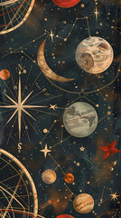 antique celestial map pattern