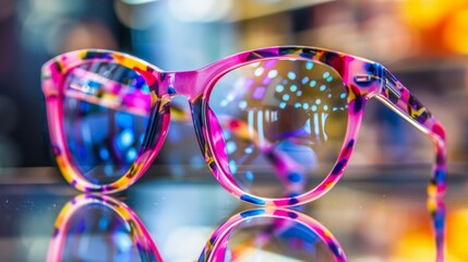 Canvas Print - Colorful Fashion Eyewear on Reflective Surface