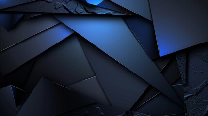 Wall Mural - Modern black blue abstract background. Minimal. Color gradient. Dark. Web banner. Geometric shape. 3d effect. Lines stripes triangles. Design. Futuristic. Cut paper or metal effect. Luxury. Premium