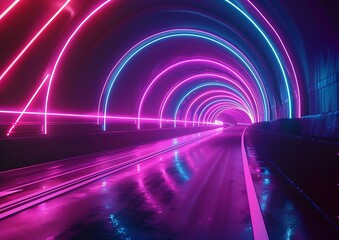 Aufkleber - Velocity Lights, Futuristic High-Speed Travel on Neon Highways