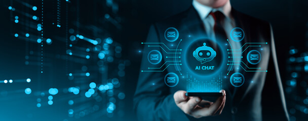 chat with ai. artificial intelligence, support service, business and technology concept