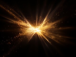 Wall Mural - Gold light flare isolated black background