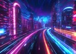 Velocity Lights, Futuristic High-Speed Travel on Neon Highways