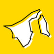 Brunei country simplified map. White silhouette with thick black contour on yellow background. Simple vector icon