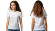 © Oleksiy - Front and back views of young woman in stylish t-shirt on white background