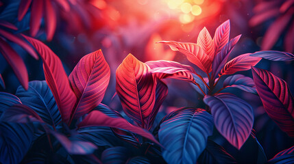 Wall Mural - Background illustration of tropical leaves. Background wallpaper. Generative AI