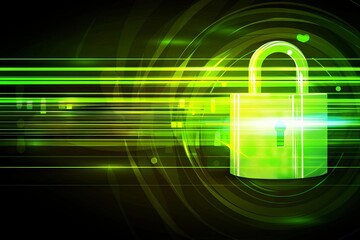 Wall Mural - Abstract digital security background with padlock, illustration