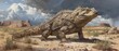 © Wall - An artist's depiction of a massive alligator amidst a desert scenery, under a tempestuous sky