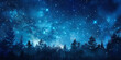 Starry sky  with trees background, banner