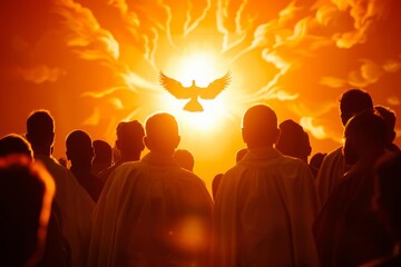 Poster - silhouette of the Pentecost, biblical story of the Holy Spirit's descent