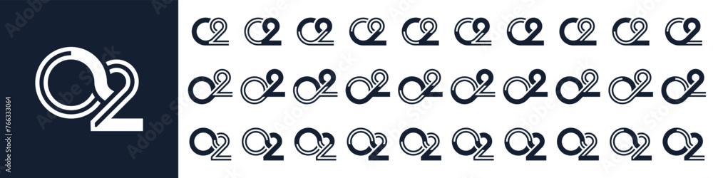 collection of creative number 02 logo designs. abstract zero two design ...