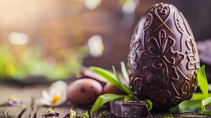 Wall Mural - easter eggs chocolate background