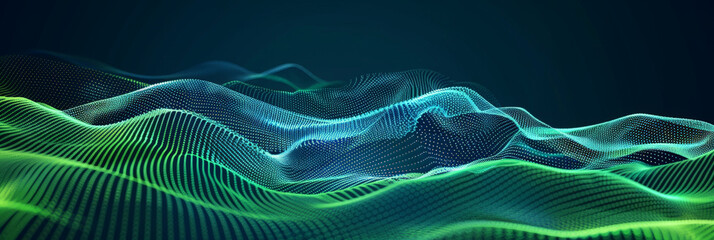 3d green abstract dots representing digital binary data. Concept for big data, deep machine learning, artificial intelligence, business technology background. virtualization, futuristic, 