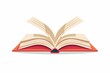 Animated open book on a simple white background - Simple yet expressive illustration of an animated open book, resting on a white background, evoking the delight and adventure of reading