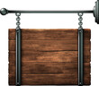 A wooden background shield hanging on chains. High detailed realistic illustration