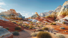 Vibrant Rock Formations In Arid Desert