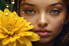 Beautiful Girl With Yellow Rose