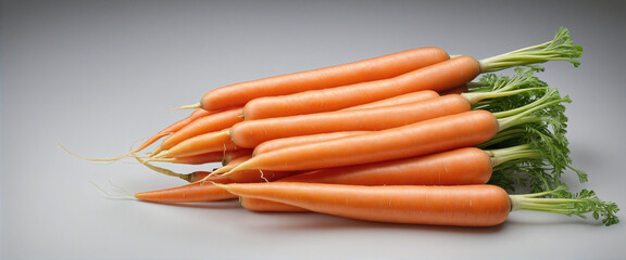 Fresh organic carrots isolated on white background colorful background