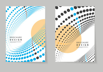 Aufkleber - Abstract dotted vector background. Halftone effect shape backdrop. Set of cover brochure