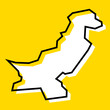 Pakistan country simplified map. White silhouette with thick black contour on yellow background. Simple vector icon