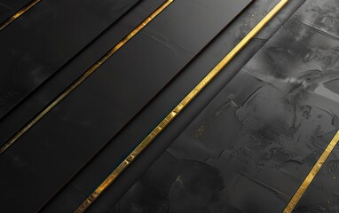 Wall Mural - Luxurious black and gold background with abstract golden lines pattern