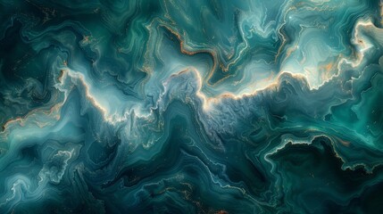 Poster - An abstract image that features swirling patterns of green and blue, resembling a marble background.