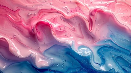 Leinwandbilder - An abstract fluid art composition mixing pink, red, and blue hues, perfect for dynamic and creative backgrounds