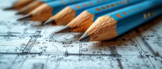 Leinwandbilder - Design and architecture. Technical drawings, mechanical engineering, building construction, trends in design, engineering workplace with tools. Industrial architecture.