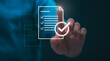 © 418 House - Businessmen mark check blocks to verify the correctness and approve or accept the agreement. in digital documents Concept of working via the internet