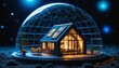 photo of miniature scene small model little house at outer space world in dome glass, generative AI