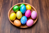 Fototapeta Natura - Vibrant Easter Eggs. A close-up image of colorful and intricately decorated Easter eggs