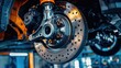 Close-up of Auto Brake Repair in Progress: Disc Brake Replacement and Suspension Maintenance for a Vehicle