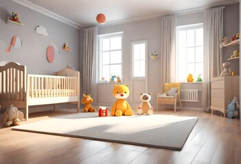 Canvas Print - child playing room with toys