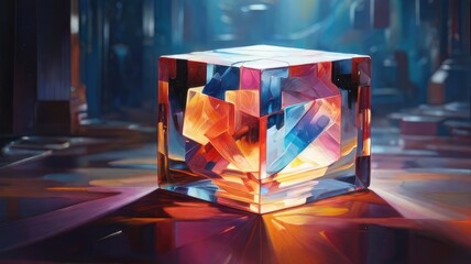 Wall Mural - background with a cube