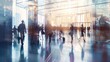 © Ilia - Blurred abstract background with bustling business center hall, with businessmen and people captured in motion blur through a long exposure technique. Work atmosphere.