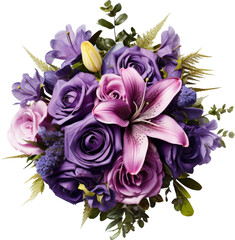 Wall Mural - beautiful violet purple flower bouquet isolated on white or transparent background,transparency 