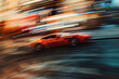 Racing car blur art photography,  a slow motion camera art photography of a sport car on blurred background. A modern car in high speed, a speedy car illustration for a poster and music album.