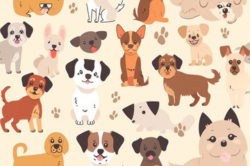  Charming Dog Clipart seamless pattern