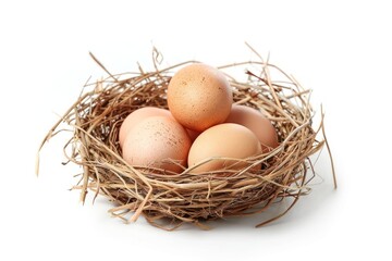 a chicken egg in the nest Isolated on white background