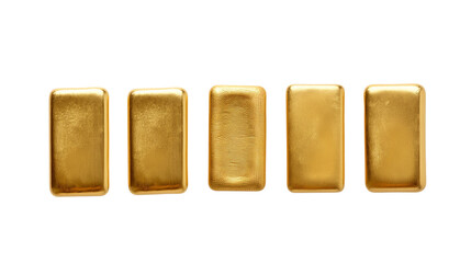 Several gold bars isolated on a white background