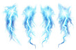 Enchanted lightning, light effects of the battle of magicians on a white background