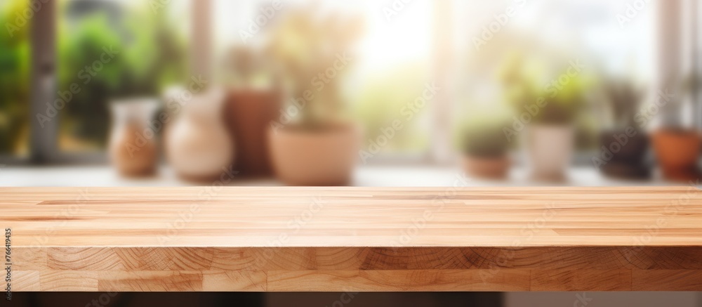 A rectangular hardwood table with a wood stain and varnish finish is ...
