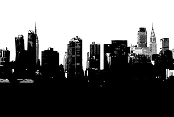 Wall Mural - NEW YORK SILHOUETTE. Illustration vectorielle contrastée en noir et blanc