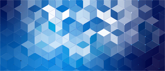 Sticker - Modern geometric blue background with honeycomb structures.