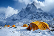 Serene Mountain Campsite in Winter Splendor