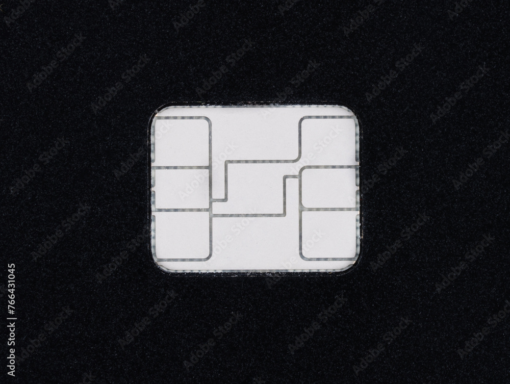 Credit card security chip close up on a black card Stock Photo | Adobe ...