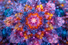 A Detailed View Of A Bright And Colorful Flower In Close-up Holographic Kaleidoscope Wallpaper