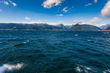 Norwegian fjord seen from ferry boat